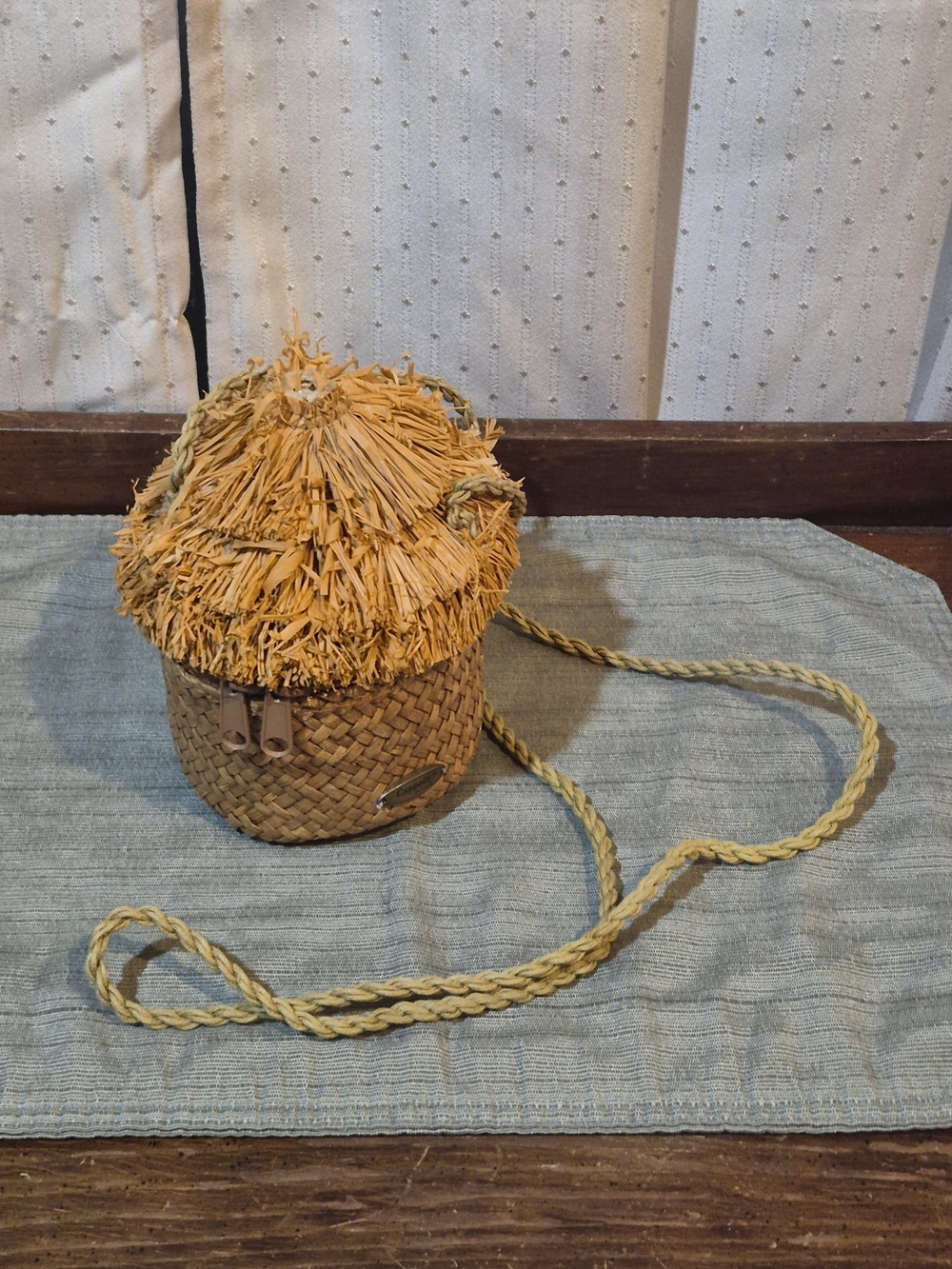 Vtg Cappelli Straworld Tiki Hut Crossbody Purse Straw Woven Novelty Bag NWOT